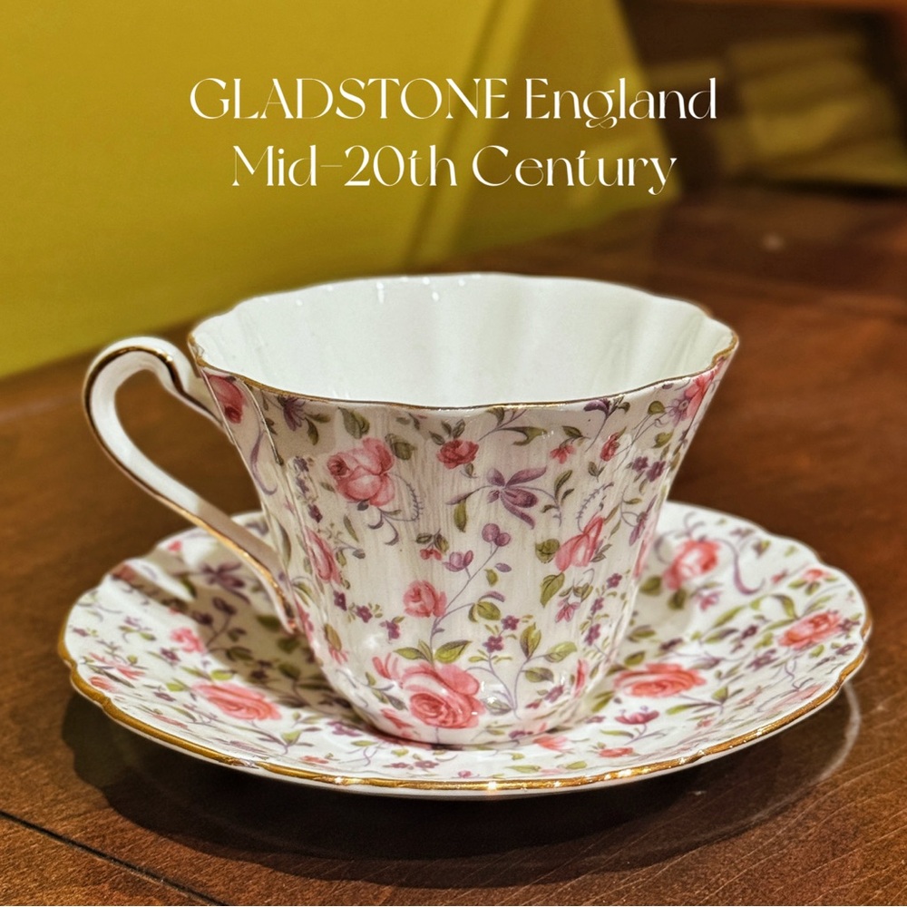 GLADSTONE England Vintage Bone China Teacup & Saucer